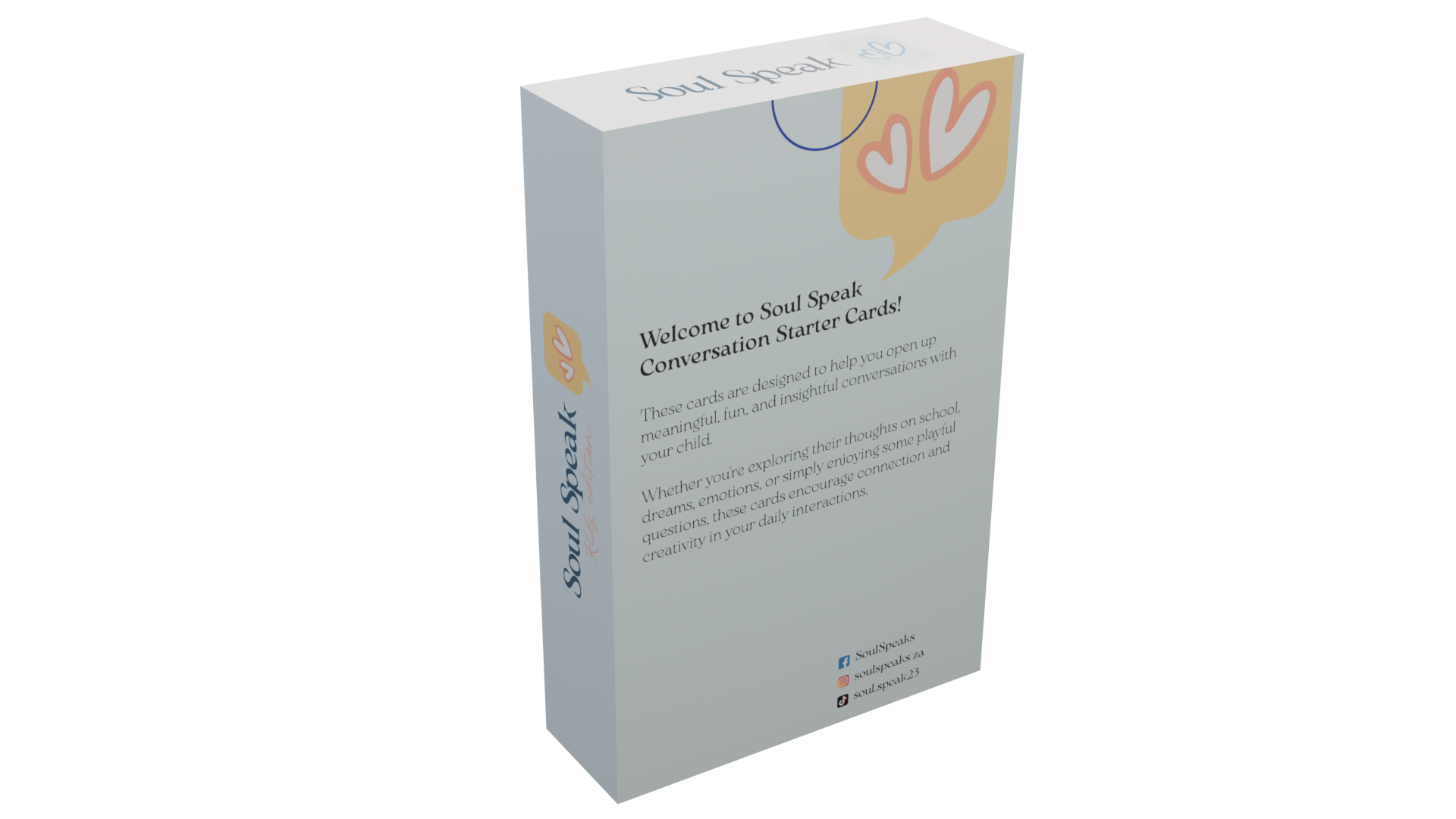 Soul Speak Kids Edition Back View of the box 