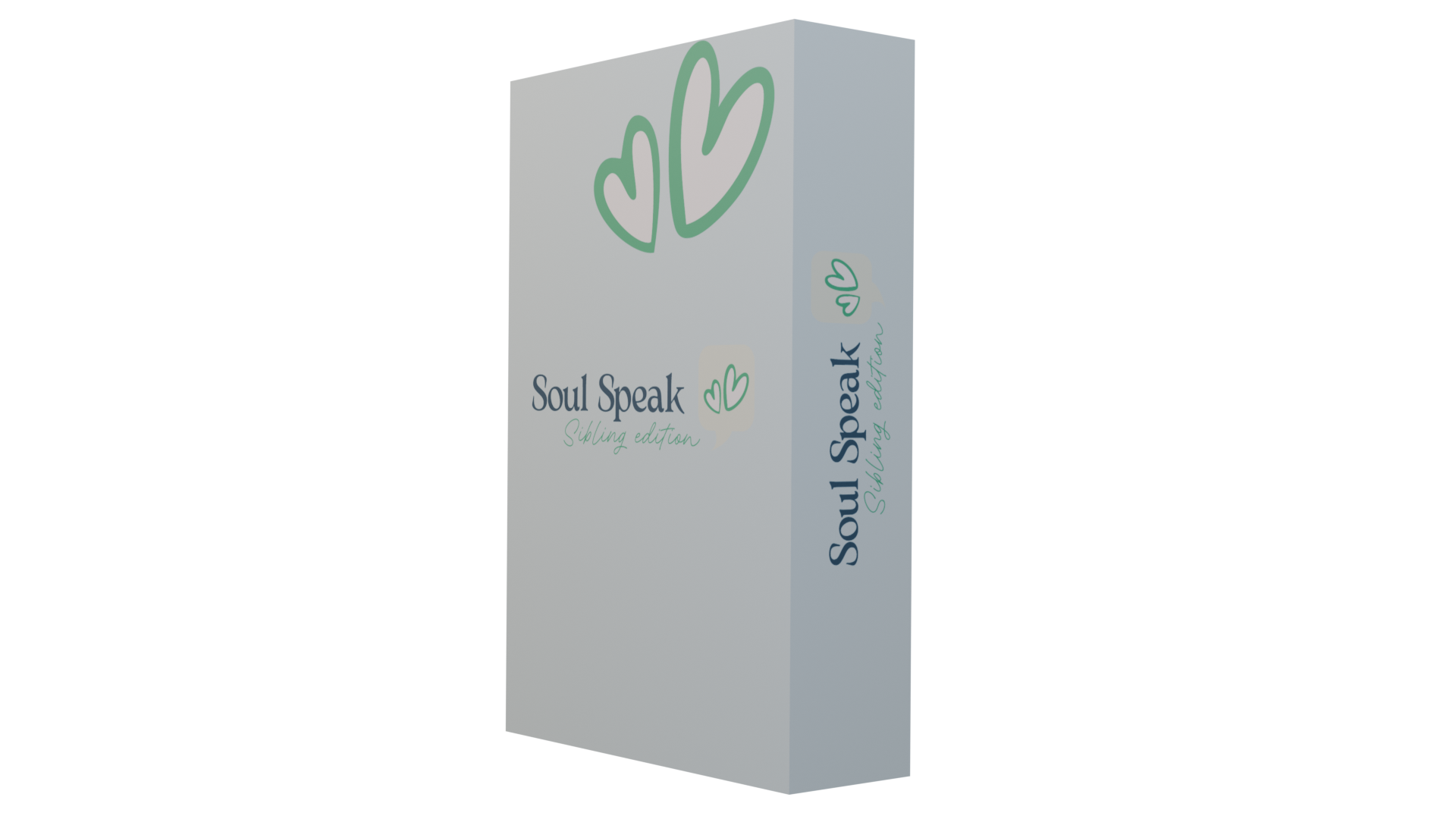Side face of Soul Speaks Siblings Edition card deck  product packaging on a Transparent background.