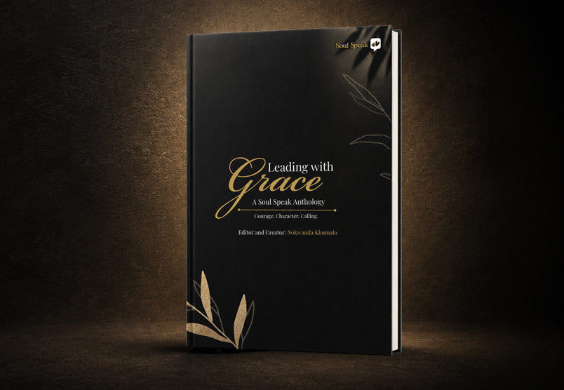 Book titled 'Leading with Grace' on a dark background